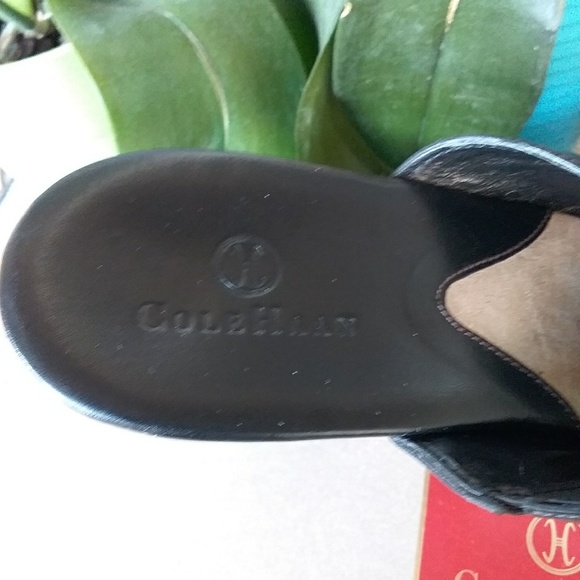 Cole Haan mules  leather size 9.5 black used with box - Picture 5 of 9